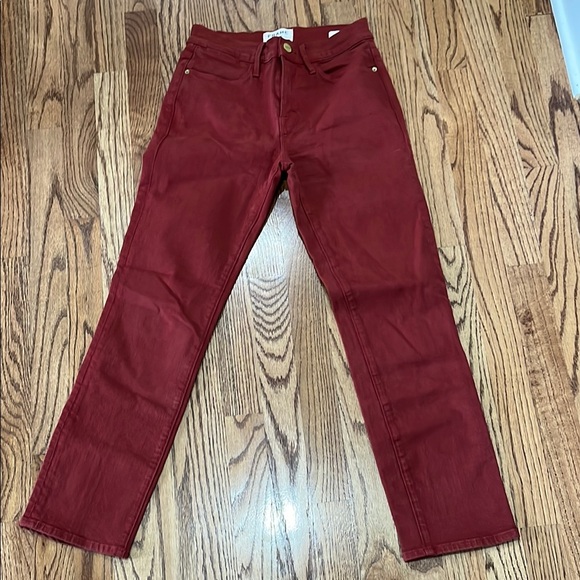 Frame Denim Women's Red Jeans “le high straight” - Picture 2 of 10